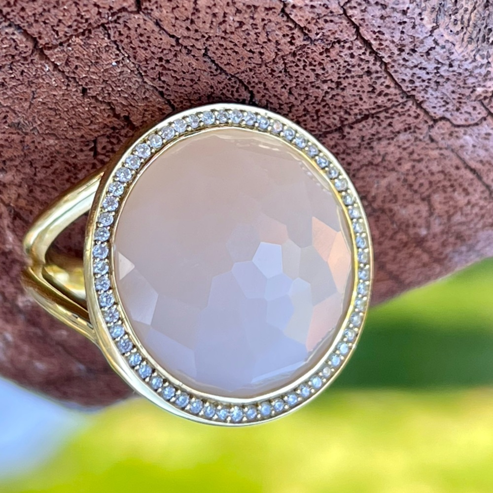 IPPOLITA 18K Yellow Gold Lollipop® Peach Moonstone & Diamond Statement Ring 🇮🇹 - Picture 16 of 16